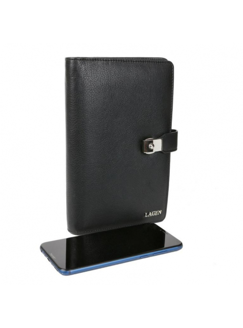 Kožená etue pre 18 kariet a doklady LAGEN čierna - All4Men.sk