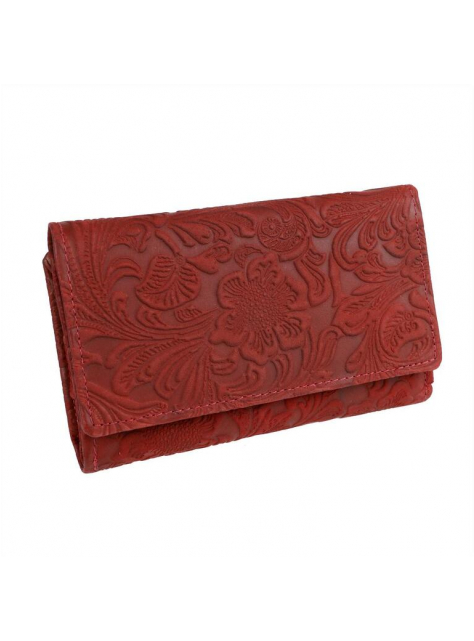Červená peňaženka stredná pre 15 kariet, kvetinová potlač - All4Men.sk