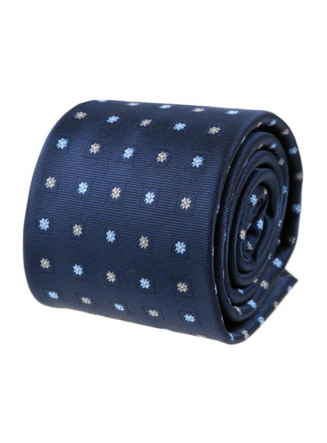 Modrá kravata s modro-béžovým vzorom 7 cm - All4Men.sk