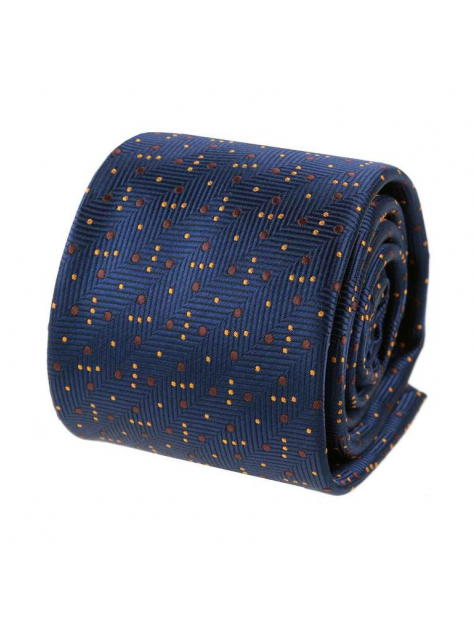Biznis kravata ORSI, modrá s oranžovým vzorom - All4Men.sk