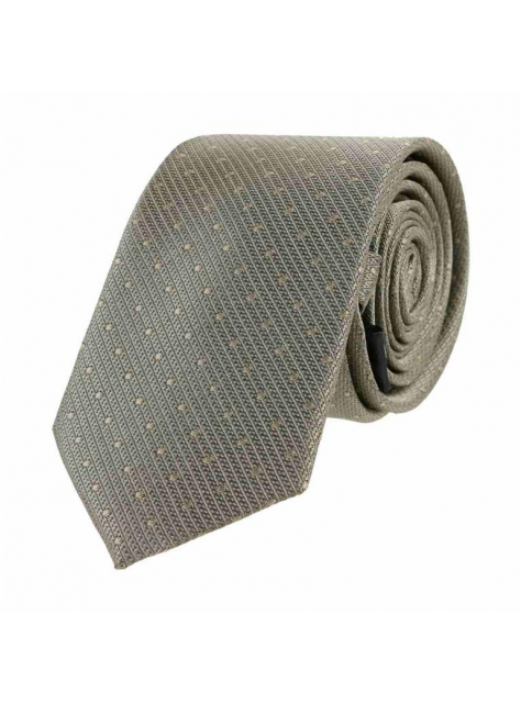 Pánska kravata slim, béžová s bodkami 6 cm  - All4Men.sk