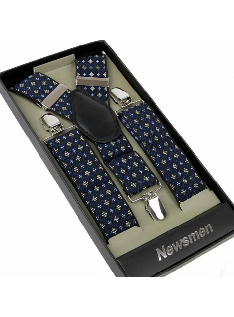 Pánske traky NEWSMEN modro-čierny vzor 3,5 cm  - All4Men.sk