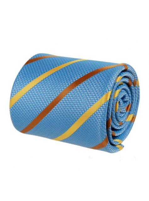 Modrá kravata so žltými prúžkami  - All4Men.sk