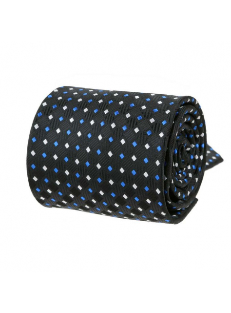 Čierna kravata s tkanými štvorčekmi - All4Men.sk