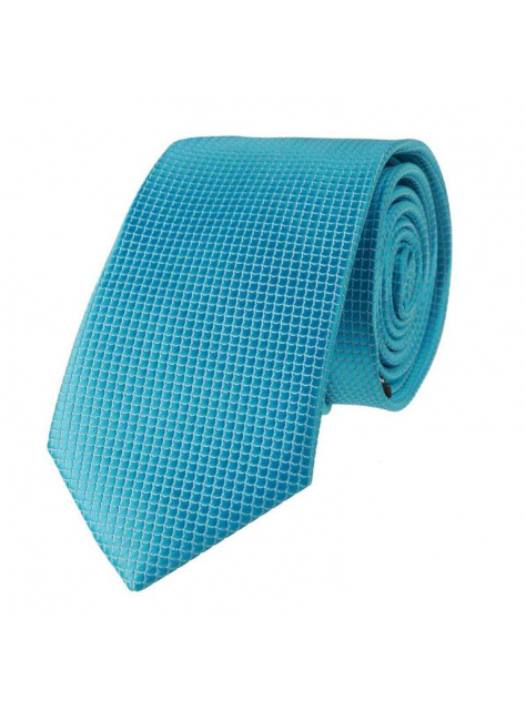Tyrkysová slim kravata s drobnými štvorčekmi 6 cm - All4Men.sk