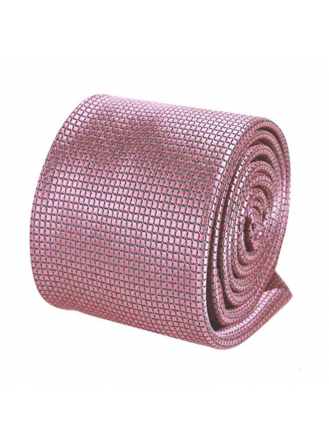 Ružová kravata s drobnými štvorčekmi, slim 6 cm - All4Men.sk