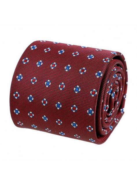 Červená tmavá kravata 7 cm, jemný vzor - All4Men.sk