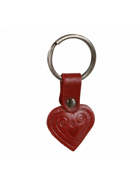 Červený kožený prívesok na kľúče, srdce - All4Men.sk