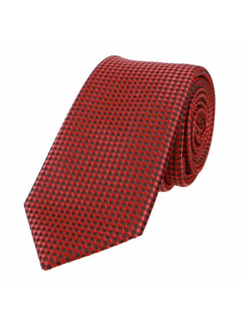 Trendová slim kravata 6 cm, červeno-čierna - All4Men.sk
