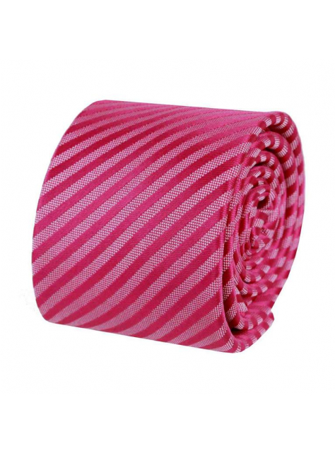 Slim cyklámenová kravata s ružovými prúžkami 6 cm - All4Men.sk