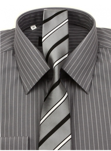 Antracitová košeľa s krátkym rukávom KLEMON Klasik - All4Men.sk