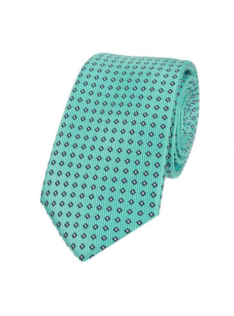 Slim kravata 6 cm, mentolová zelená s modrým vzorom - All4Men.sk