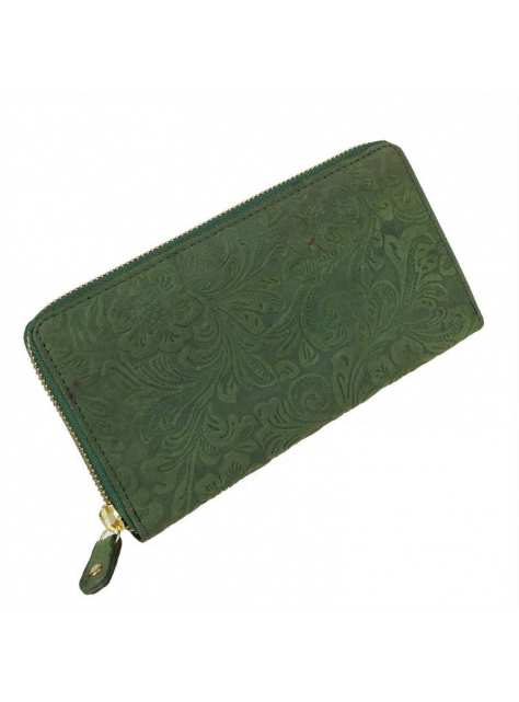 Zelená listová peňaženka RFID s potlačou kvetov - All4Men.sk