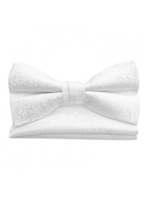 Spoločenský motýlik kvetinový biely (bez vreckovky) - All4Men.sk