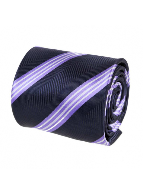 Fialová kravata so žiarivými prúžkami 8 cm - All4Men.sk