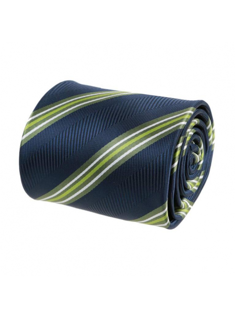 Modrá kravata so zelenými pásikmi 8 cm - All4Men.sk