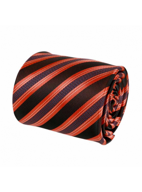 Hnedá kravata s oranžovými prúžkami 8 cm - All4Men.sk