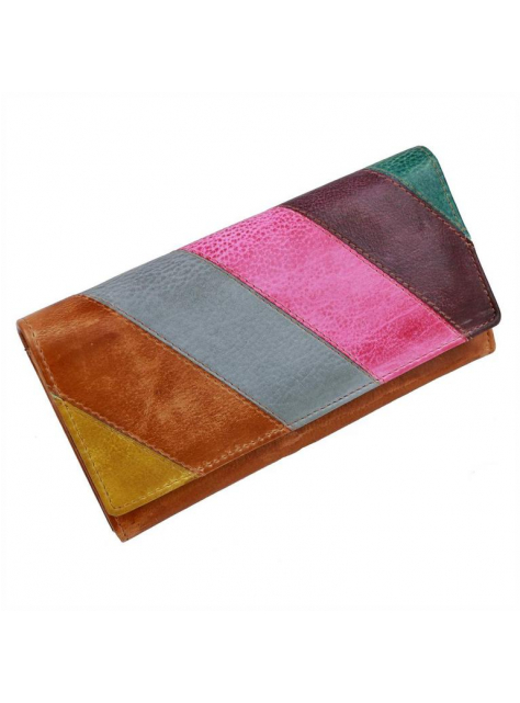 CARAMEL listová kožená peňaženka s prešívanými pásmi - All4Men.sk