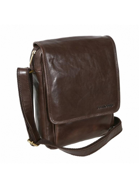 Hnedá kožená taška s chlopňou 20x27x7 cm SENDI - All4Men.sk