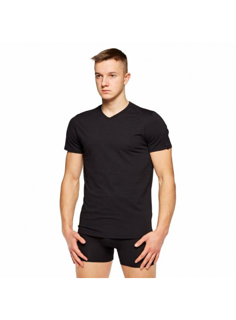 Pánske čierne tričko FABIO krátky rukáv 94% bavlna, 6% elastan - All4Men.sk