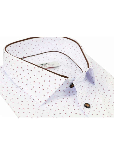 Slim košeľa BEVA biela s hnedým vzorom T2038 - All4Men.sk