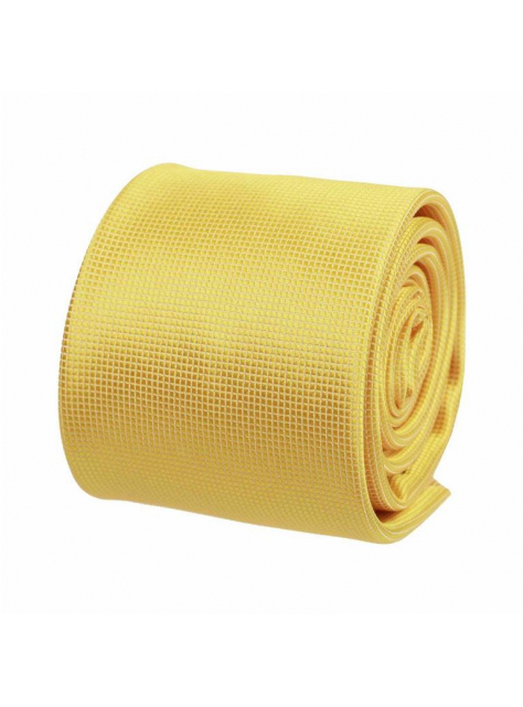 Žltá slim kravata s drobnými štvorčekmi 7 cm - All4Men.sk