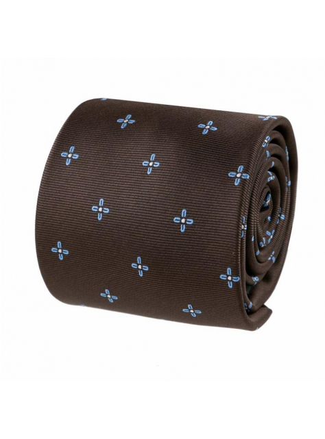 Hnedá kravata ORSI belasý vzor, mikrovlákno - All4Men.sk
