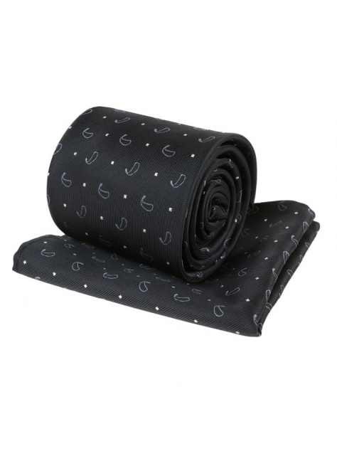 Kravatový set ORSI čierny s paisley vzorom - All4Men.sk