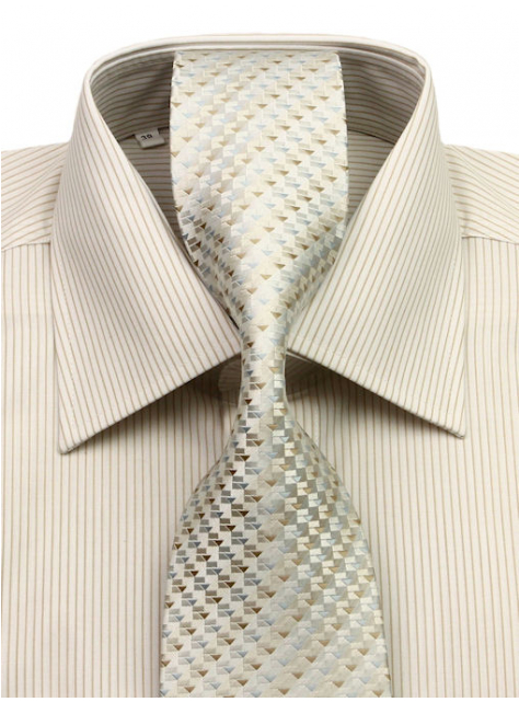 Béžovo-piesková košeľa KLEMON s kravatou - All4Men.sk