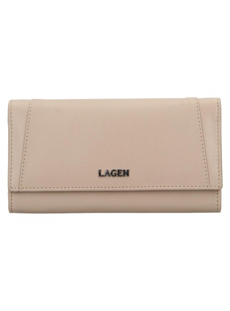 LAGEN | Elegantná listová peňaženka pre 10 kariet, béžová koža - All4Men.sk