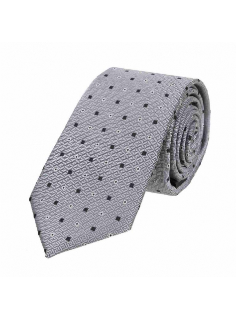 Šedá SLIM kravata s tkaným vzorom 6 cm - All4Men.sk