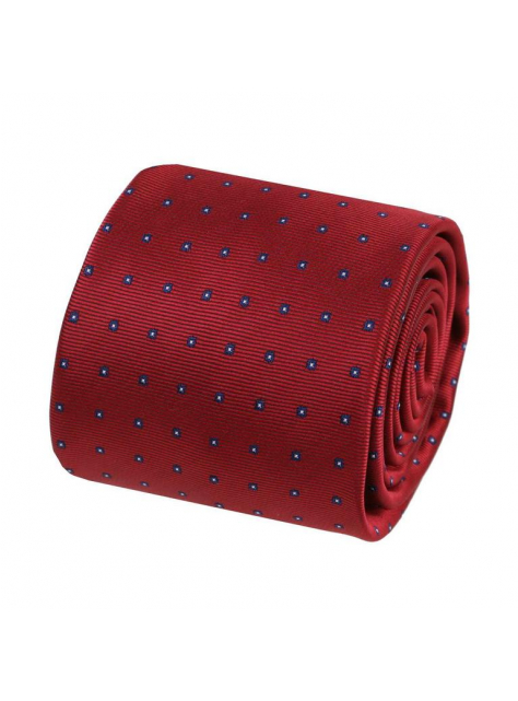 Pánska červená kravata ORSI modro-biely tkaný vzor 7 cm - All4Men.sk