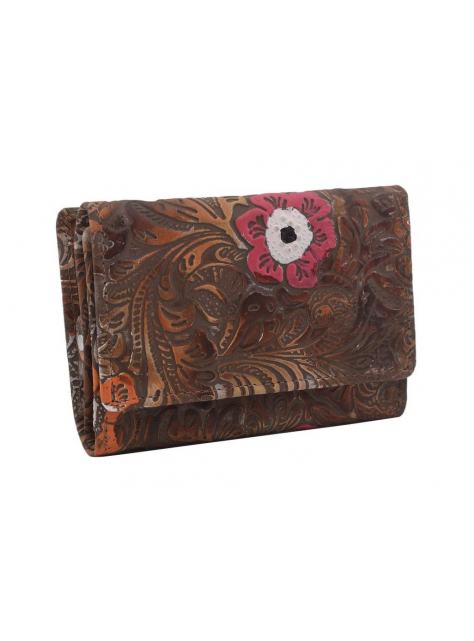 RFID Kvetinová ručne maľovaná peňaženka, béžová koža - All4Men.sk