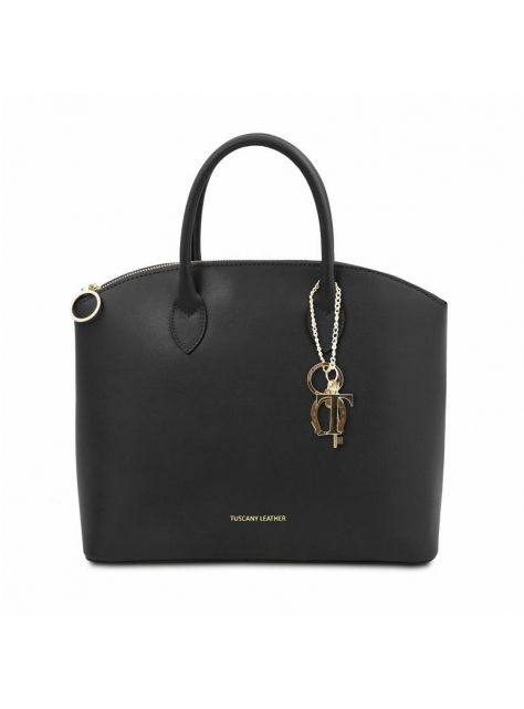 Elegantná luxusná kabelka TUSCANY LEATHER čierna koža  - All4Men.sk
