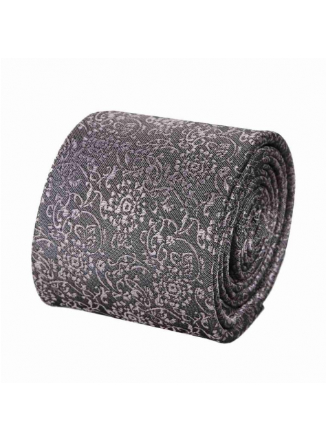 Luxusná V.I.P. kravata s levanduľovými ornamentmi antracitová - All4Men.sk