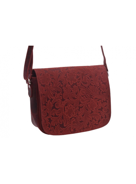 Trendová kožená kabelka 25x22 červená kvetinový motív - All4Men.sk
