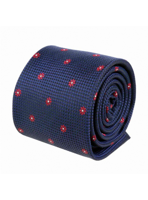 Luxusná kravata V.I.P. hodváb, modrá s červeným vzorom - All4Men.sk