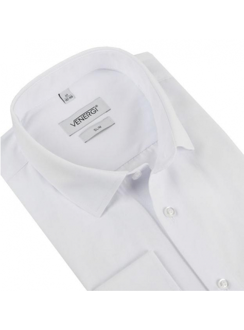 Biela košeľa krátky rukáv VENERGI SLIM 97 % bavlna+elastan - All4Men.sk