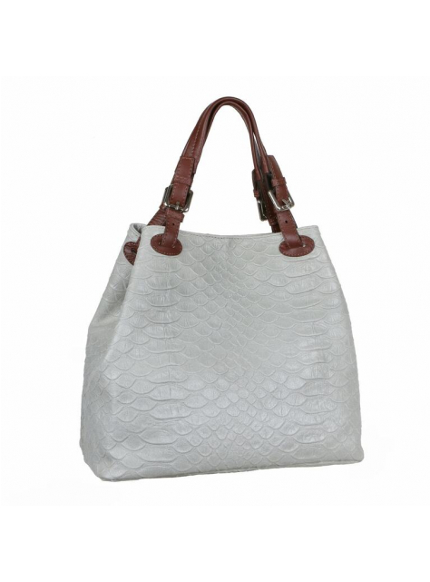 Kožená kabelka MERCUCIO šedá-kroko Made in Italy |ZĽAVA bez ramienka) - All4Men.sk