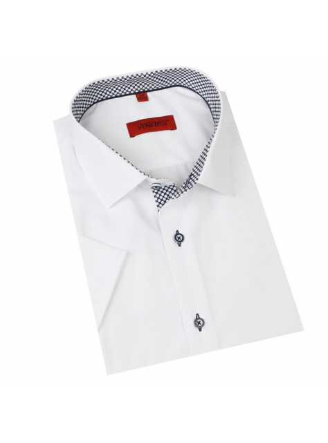 Biela košeľa s krátkym rukávom 80% BA VENERGI klasický strih - All4Men.sk