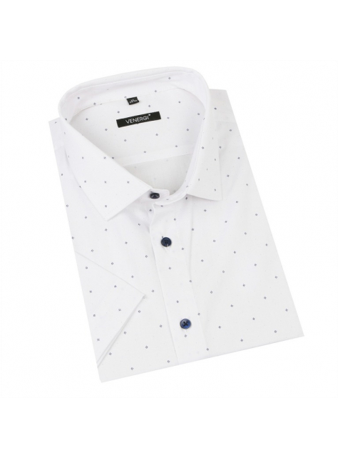 Moderná biela košeľa s krátkym rukávom 97% BA VENERGI klasik - All4Men.sk