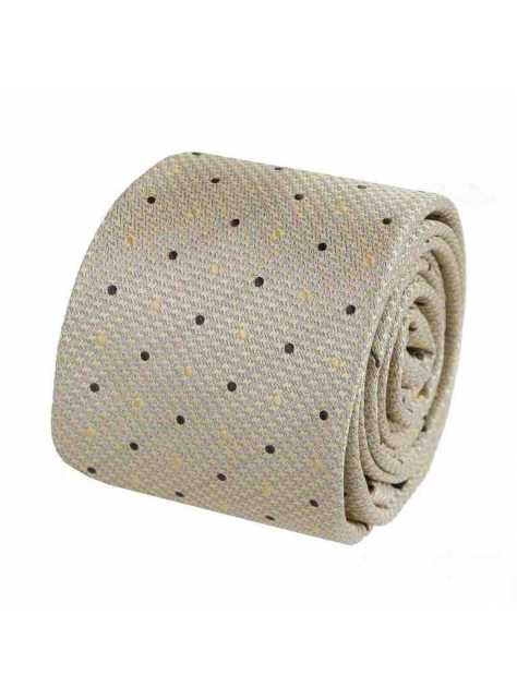 Béžová kravata s tkaným vzorom SLIM 6 cm ORSI - All4Men.sk
