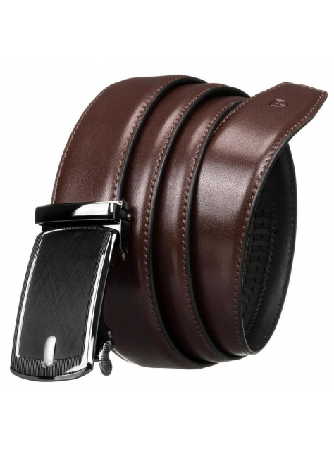 Kožený pánsky automatický opasok - hnedý - All4Men.sk