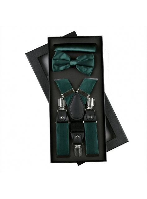 Elegantná súprava zelená smaragdová - traky, motýlik, vreckovka - All4Men.sk