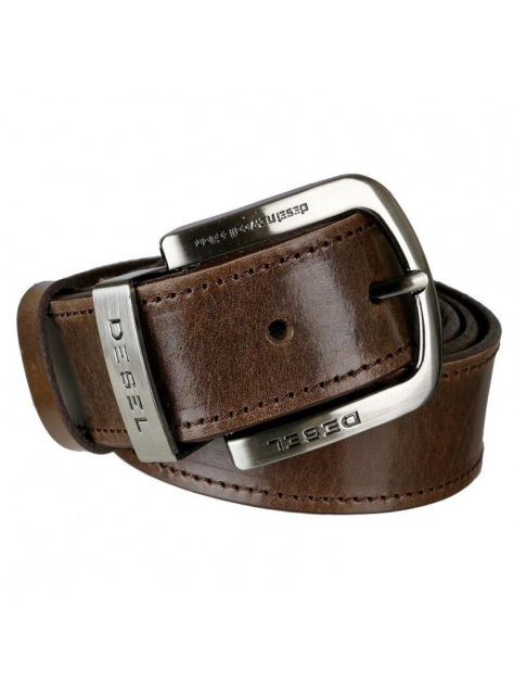 Džínsový opasok DESEL hnedý štepovaný 3,8 cm - All4Men.sk