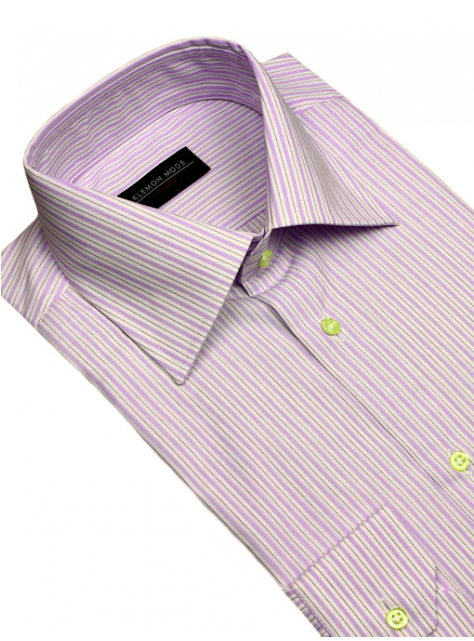 Prúžkovaná bielo-fialová košeľa KLEMON (klasický strih) - All4Men.sk
