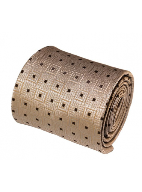 Kravata béžová so vzorom kociek C5040 - All4Men.sk