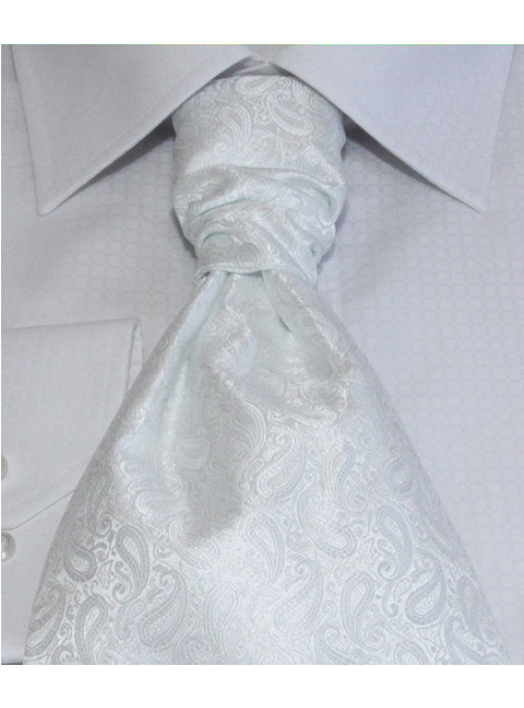 Francúzska kravata biela s kašmírovým vzorom 3000-32 - All4Men.sk