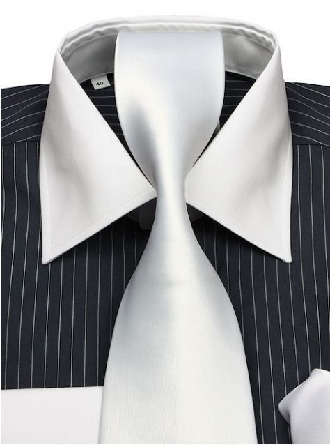 Biela saténová kravata 4000-4 - All4Men.sk