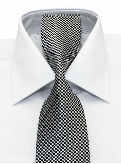 Pánska slim kravata ORSI bielo-čierne pepito 6 cm - All4Men.sk